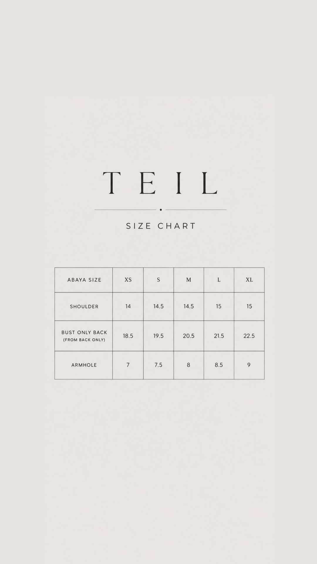 Size chart